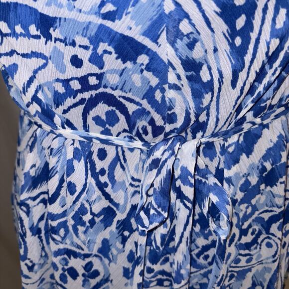 BOSTON PROPER Blue White Paisley Print Boho High Low Sundress Size 8 EUC - Picture 7 of 13